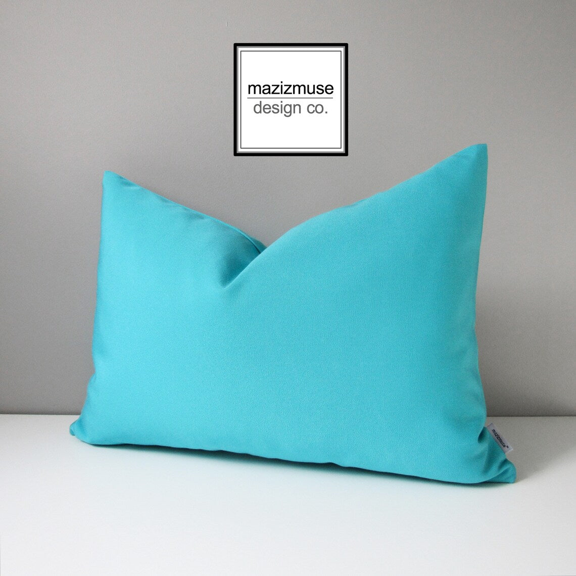 Aruba Blue Sunbrella Cushion Cover, Modern Outdoor Pillow Cover