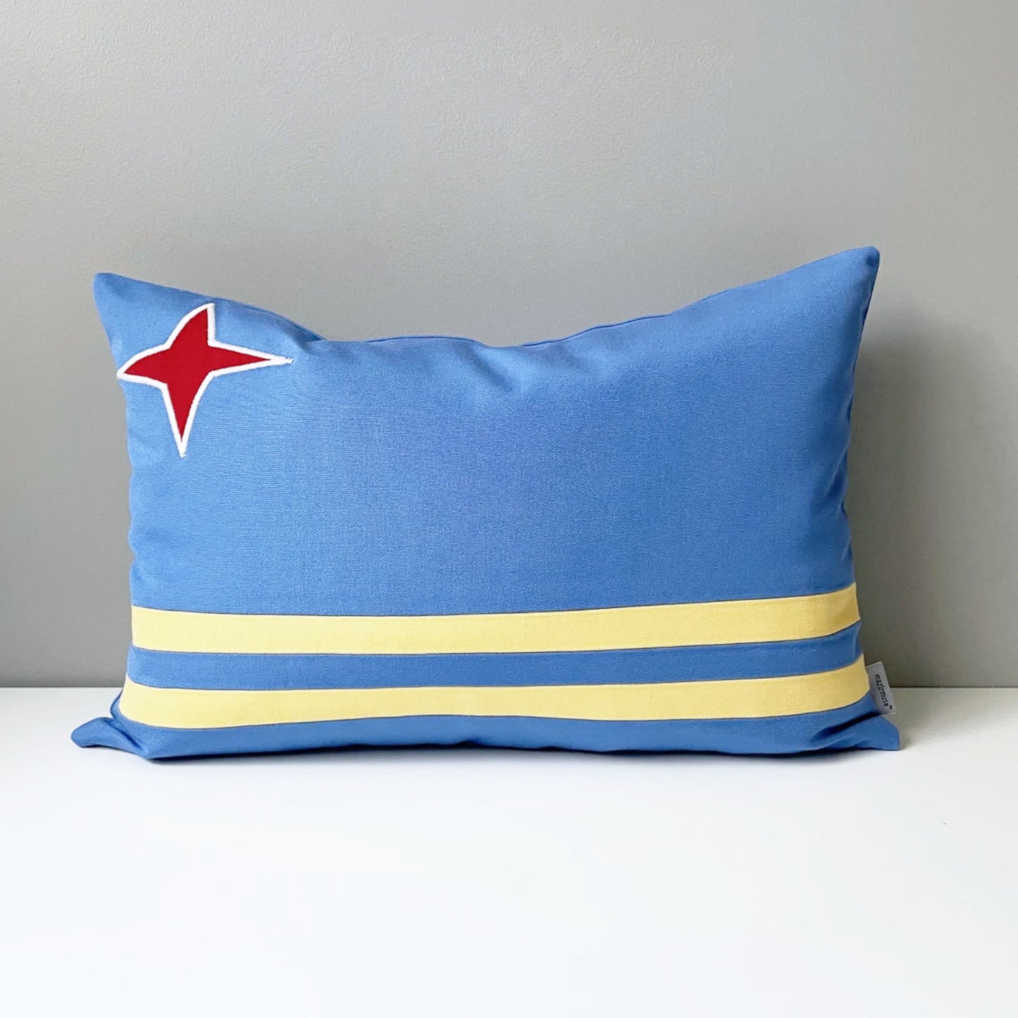 Aruba Flag Sunbrella® Outdoor Pillow Cover, Arubian Flag by Mazizmuse