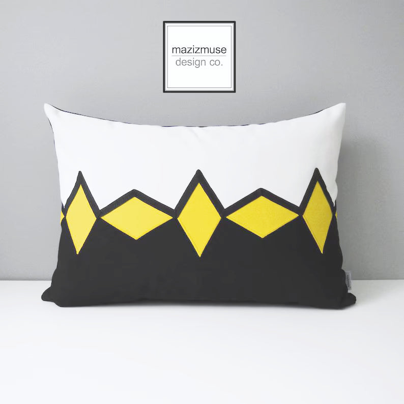 Modern Outdoor Sunbrella® Pillow Cover, Geometric Yellow & Black Cushion