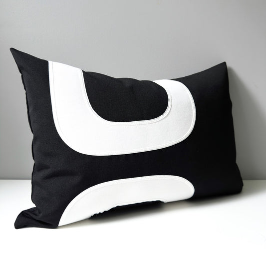 Mid Century Modern Sunbrella® Outdoor Pillow Cover, Black & White Cushions