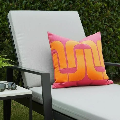 Hot Pink & Orange Mod Sunbrella Pillow Cover, Retro Outdoor Cushion Cover