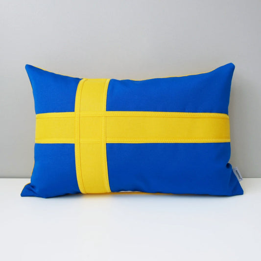 Decorative Sweden Flag Cushion Cover, Swedish Flag Sunbrella® Pillows