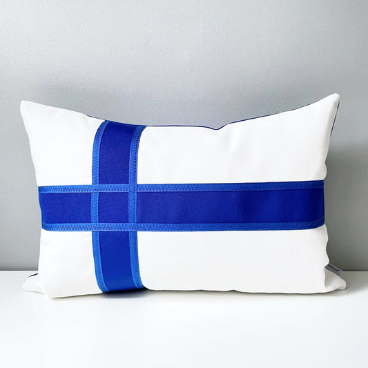 Finland Flag Pillow Cover, Finnish Sunbrella® Outdoor Cushion