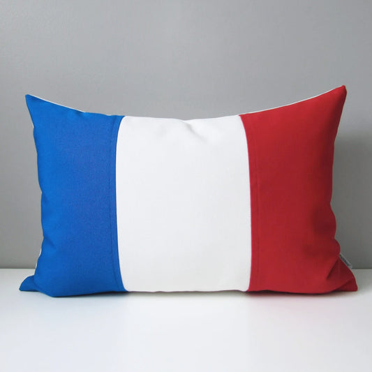 Decorative France Flag Pillow Cover, French Outdoor Sunbrella® Cushions