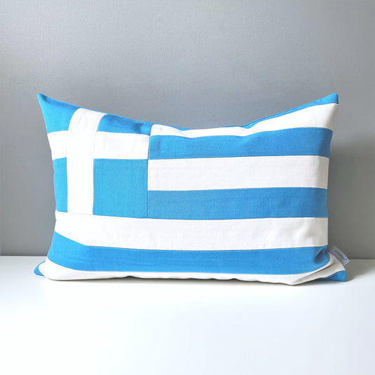 Greek Flag Pillow Cover, Greece Outdoor Sunbrella® Cushion