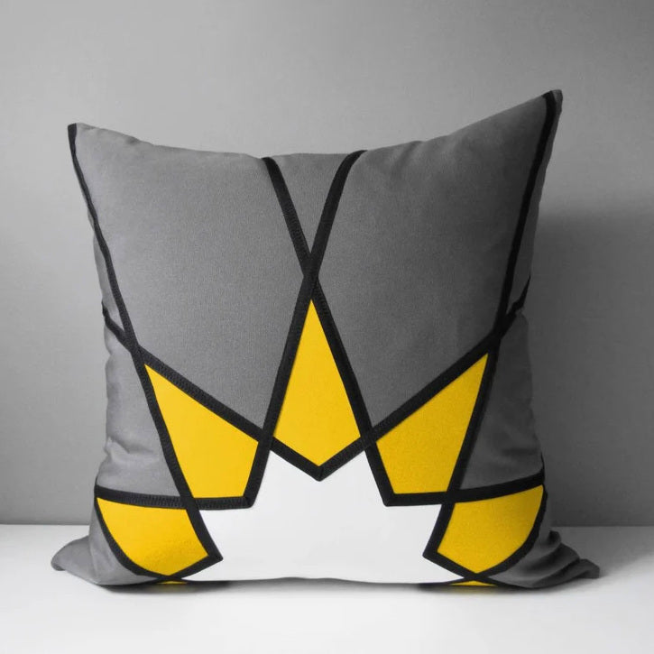Black, White & Yellow Sunbrella® Cushion Cover in Mandala Design