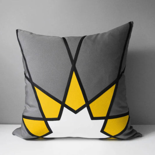 Black, White & Yellow Sunbrella® Cushion Cover in Mandala Design