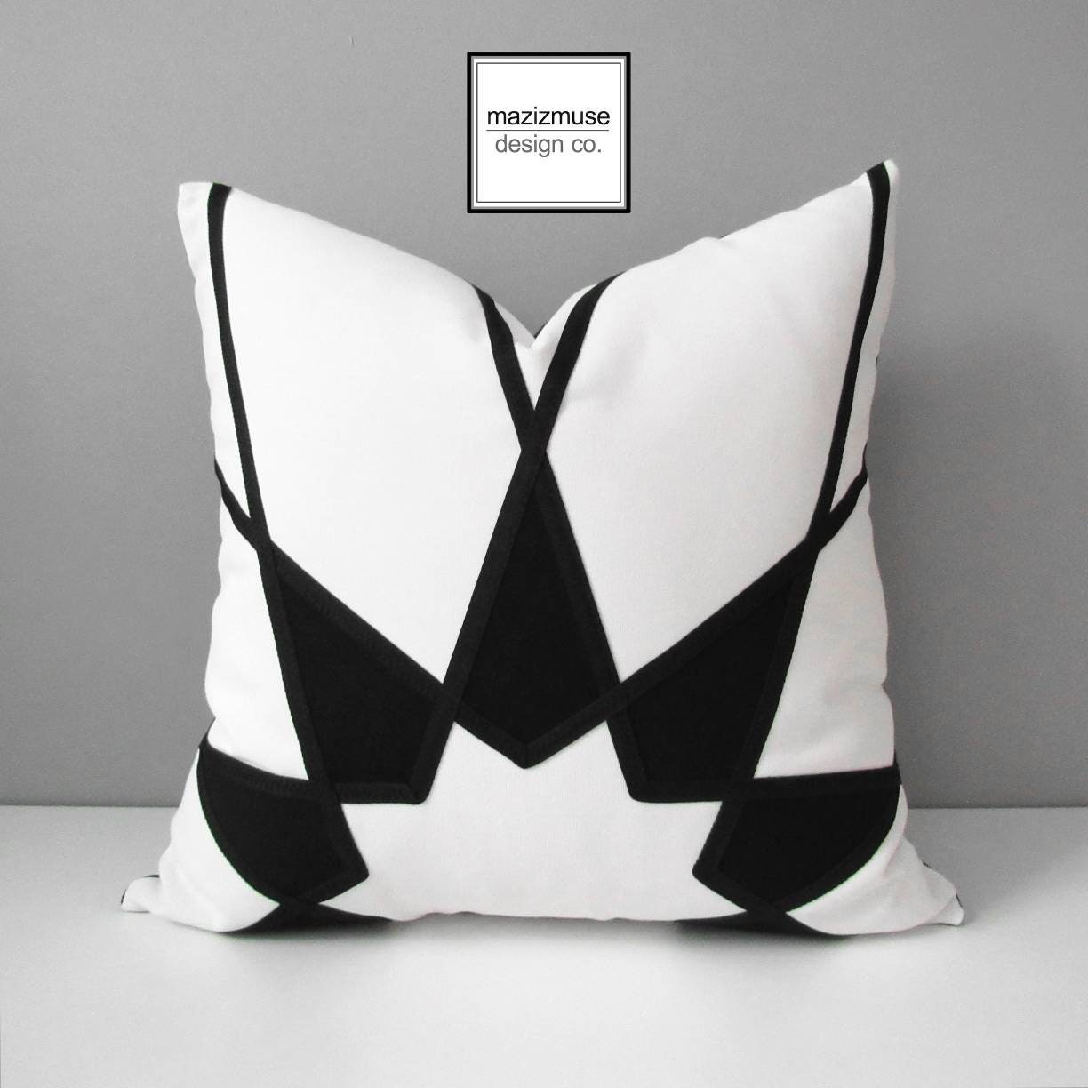 Geometric Grey & Orange Outdoor Sunbrella Pillow Cover with Mandala