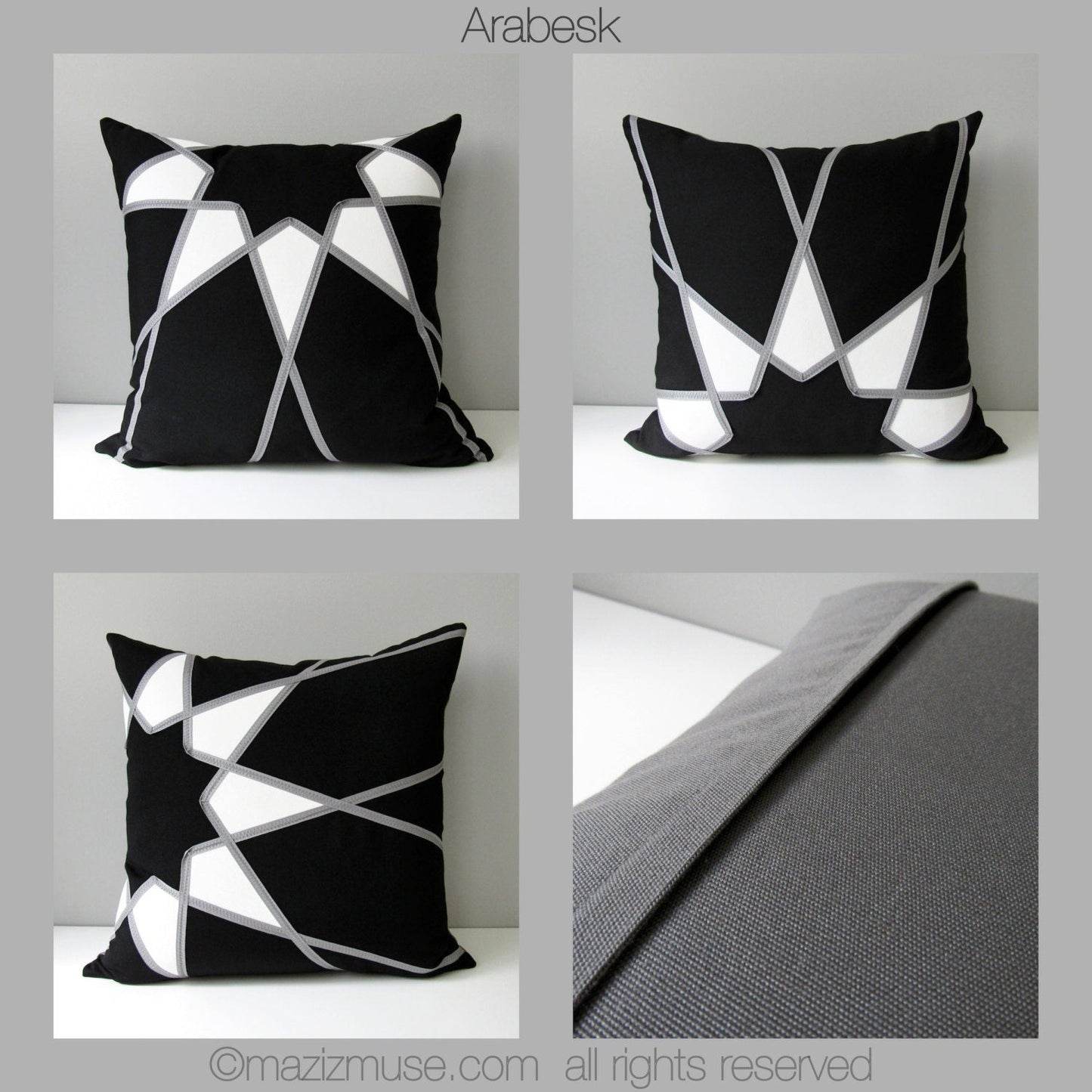 Geometric Grey & Orange Outdoor Sunbrella Pillow Cover with Mandala