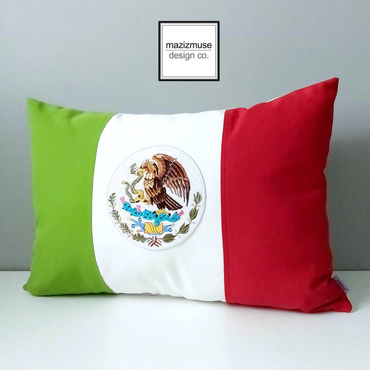 Decorative Mexico Flag Cushion Cover, Mexican Sunbrella Pillow Cover