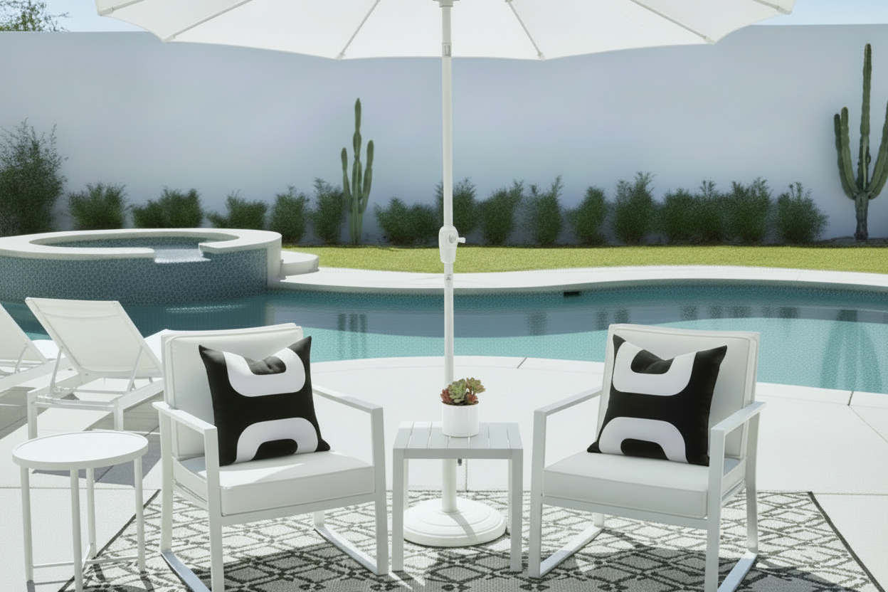 Mid Century Modern Sunbrella® Outdoor Pillow Cover, Black & White Cushions