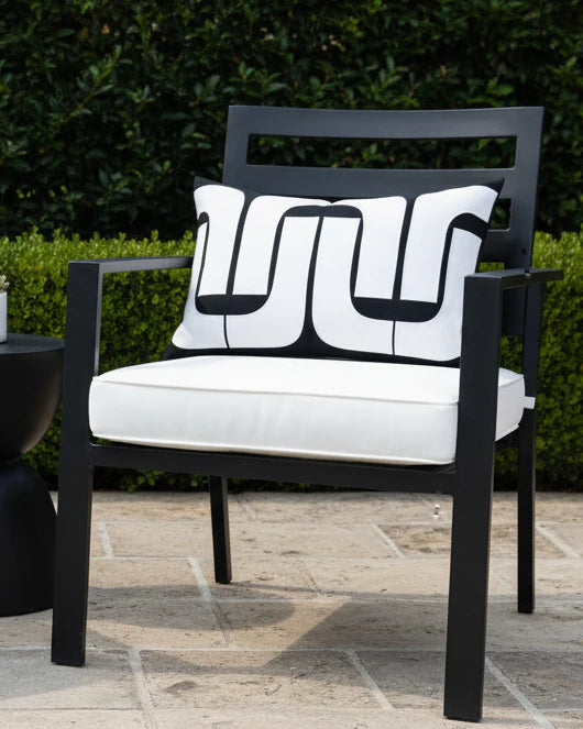 Black & White Sunbrella Outdoor Pillow Cover, Mid Century Modern Cushion Cover