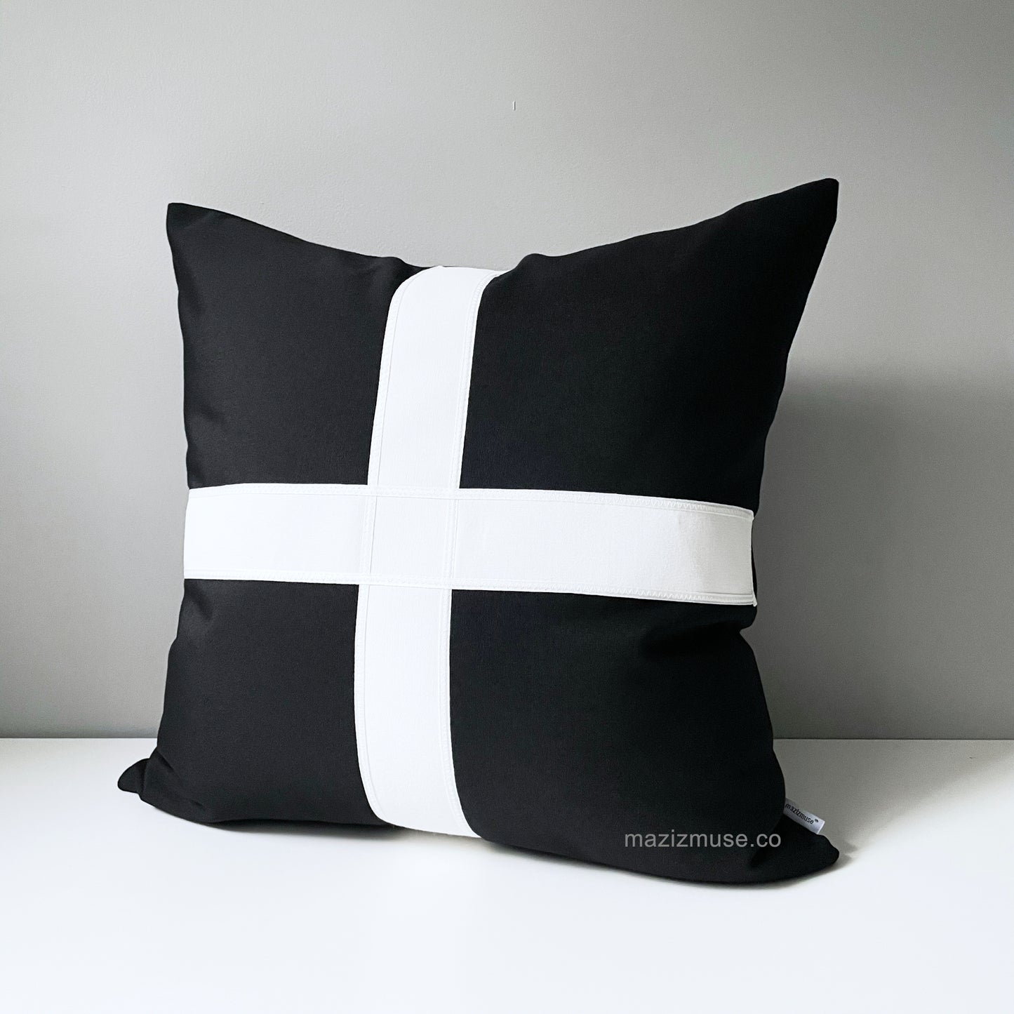 Black & White Cornish Flag Pillow Cover, Outdoor Sunbrella Cushion Cover