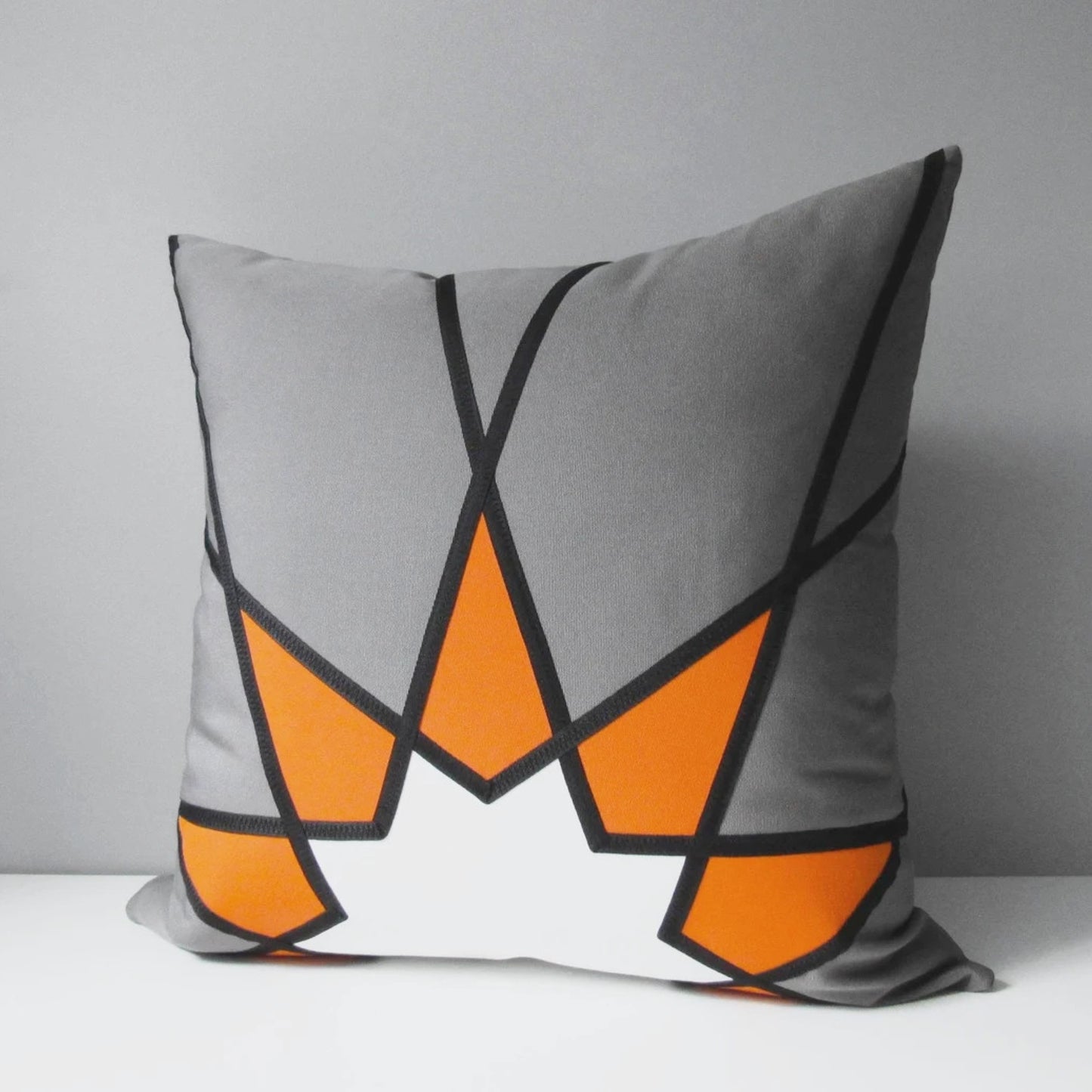 Modern Grey & True Blue Sunbrella Outdoor Pillow Cover, Geometric Cushions