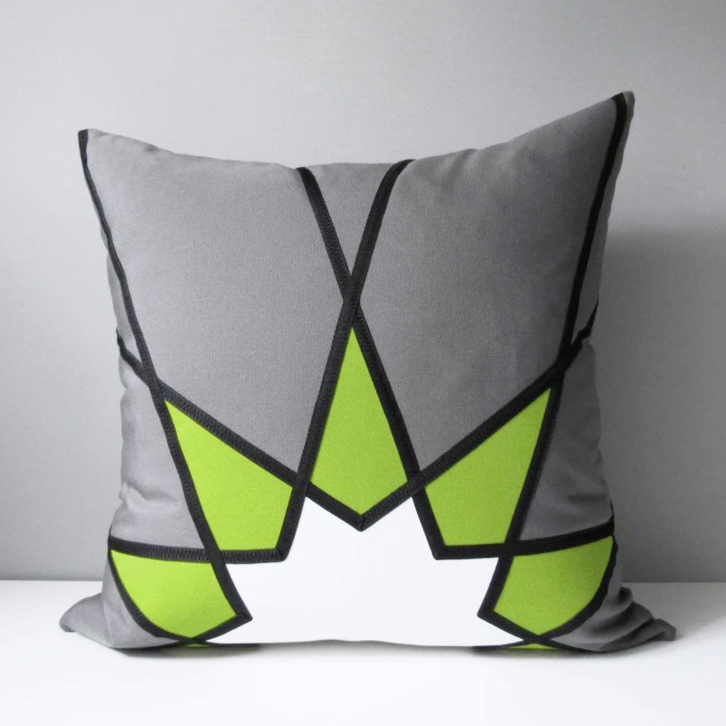 Modern Grey & True Blue Sunbrella Outdoor Pillow Cover, Geometric Cushions