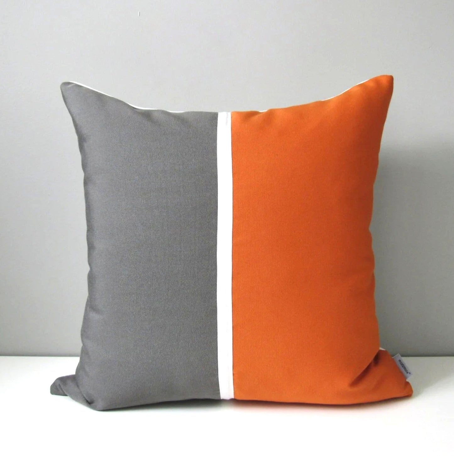 Orange & Grey Outdoor Sunbrella Pillow Cover, Mid Century Modern Cushion Cover