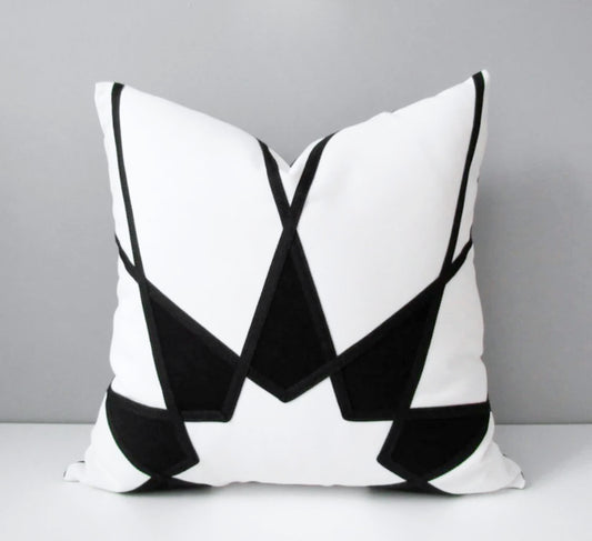 Black & White Outdoor Sunbrella® Pillow, Cushion Cover in Mandala Design