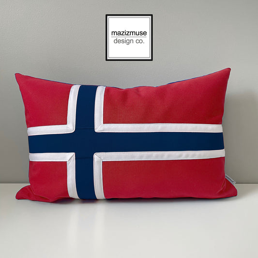 Norway Flag Cushion Cover, Norwegian Flag Pillow Cover, Sunbrella by Mazizmuse