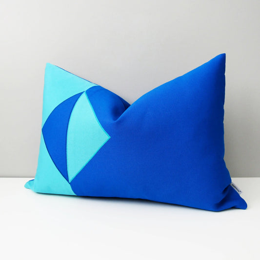 Modern Pacific Blue Outdoor Sunbrella Cushion Cover, Geometric Pillow Cover