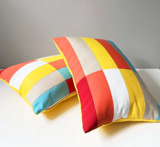 Modern Color Block Sunbrella Outdoor Pillow Cover in Kitsilano Colors