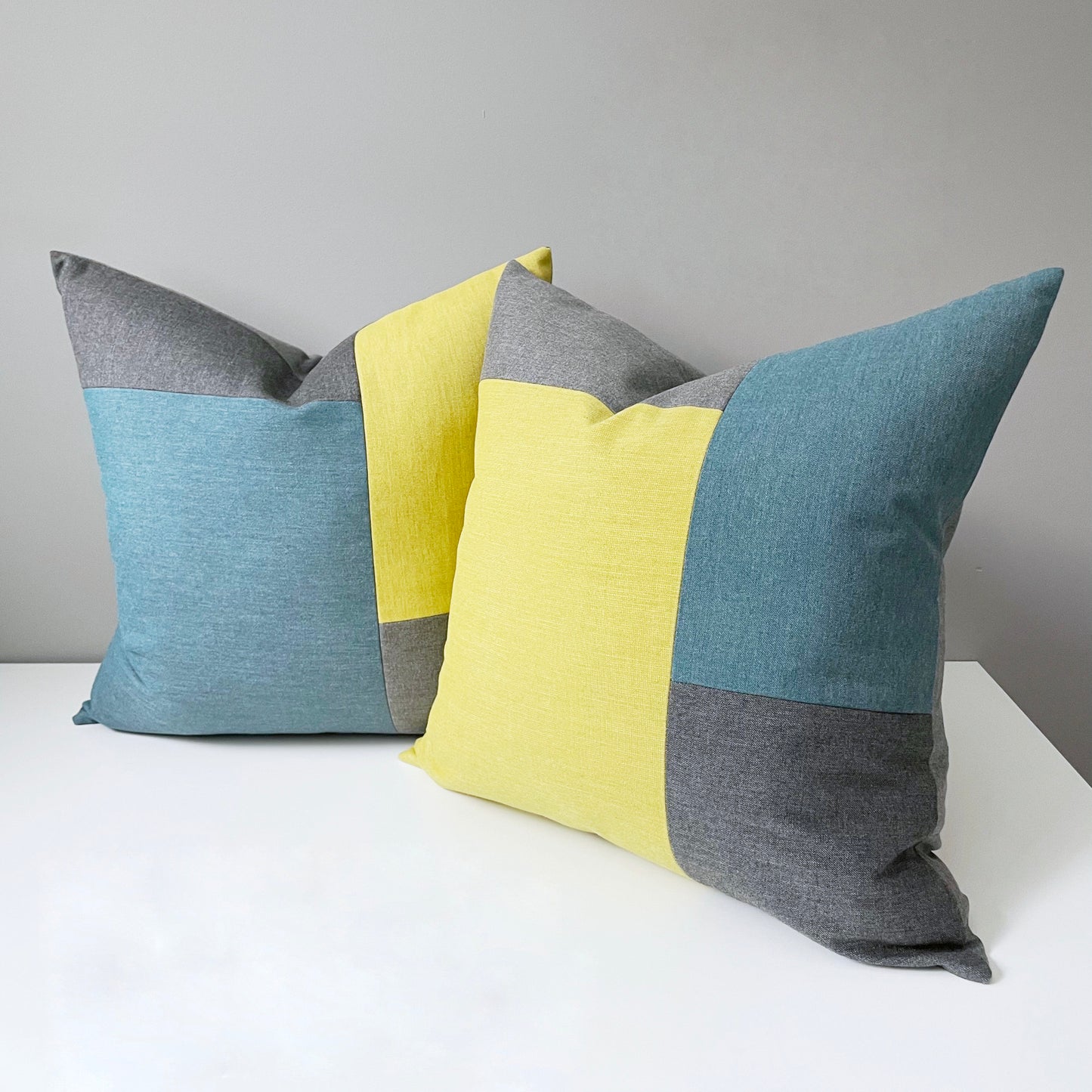 PAIR of Colorful Sunbrella® Outdoor Pillow Covers, Lagoon & Citrus Cushions