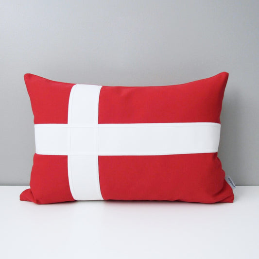 Danish Flag Pillow Cover, Denmark Sunbrella Outdoor Cushions