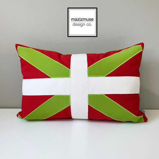Basque Flag Cushion Cover, Ikurrina Flag Pillow Cover, Sunbrella by Mazizmuse