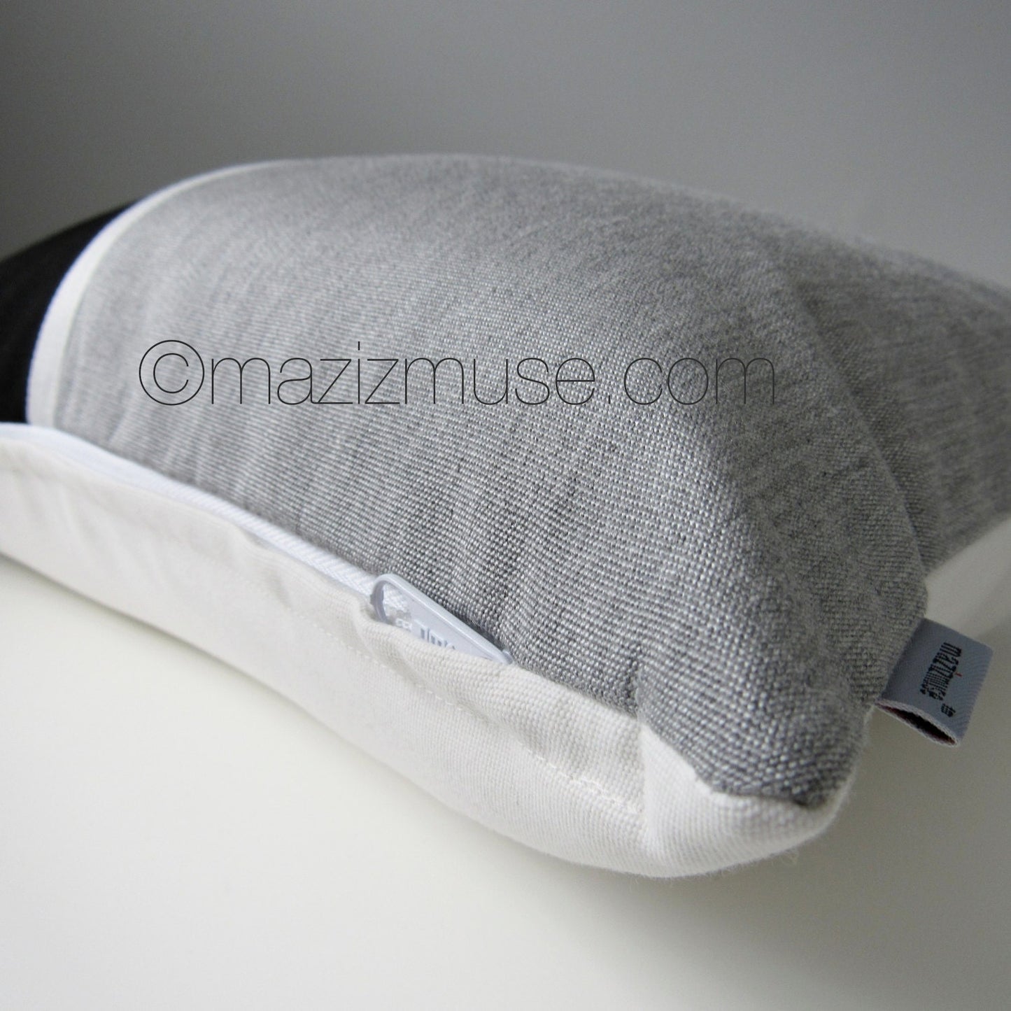 Modern Black & Granite Grey Outdoor Sunbrella Pillow Cover, Color Block Cushion