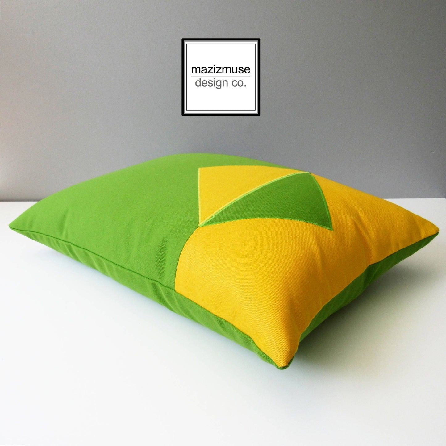 Geometric Lime Green & Yellow Outdoor Pillow Cover, Modern Sunbrella Cushion Cover