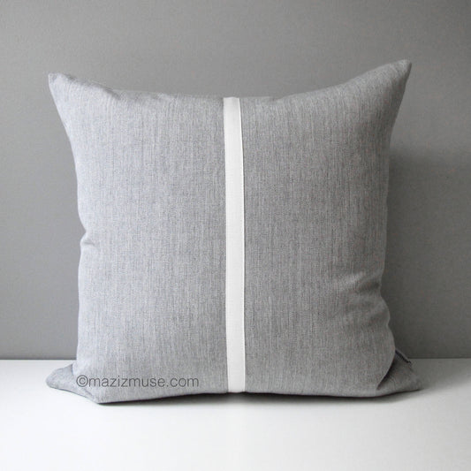 Granite Grey Outdoor Sunbrella Pillow Cover, Decorative Light Grey Cushion Cover