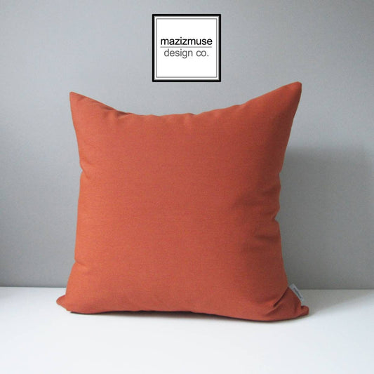 Burnt Orange Outdoor Pillow Cover, Rust Sunbrella Cushion Cover by Mazizmuse