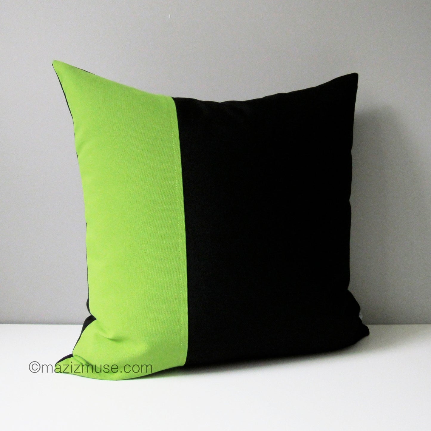 Decorative Lime Green & Black Outdoor Cushion Cover, Modern Color Block Pillow Cover