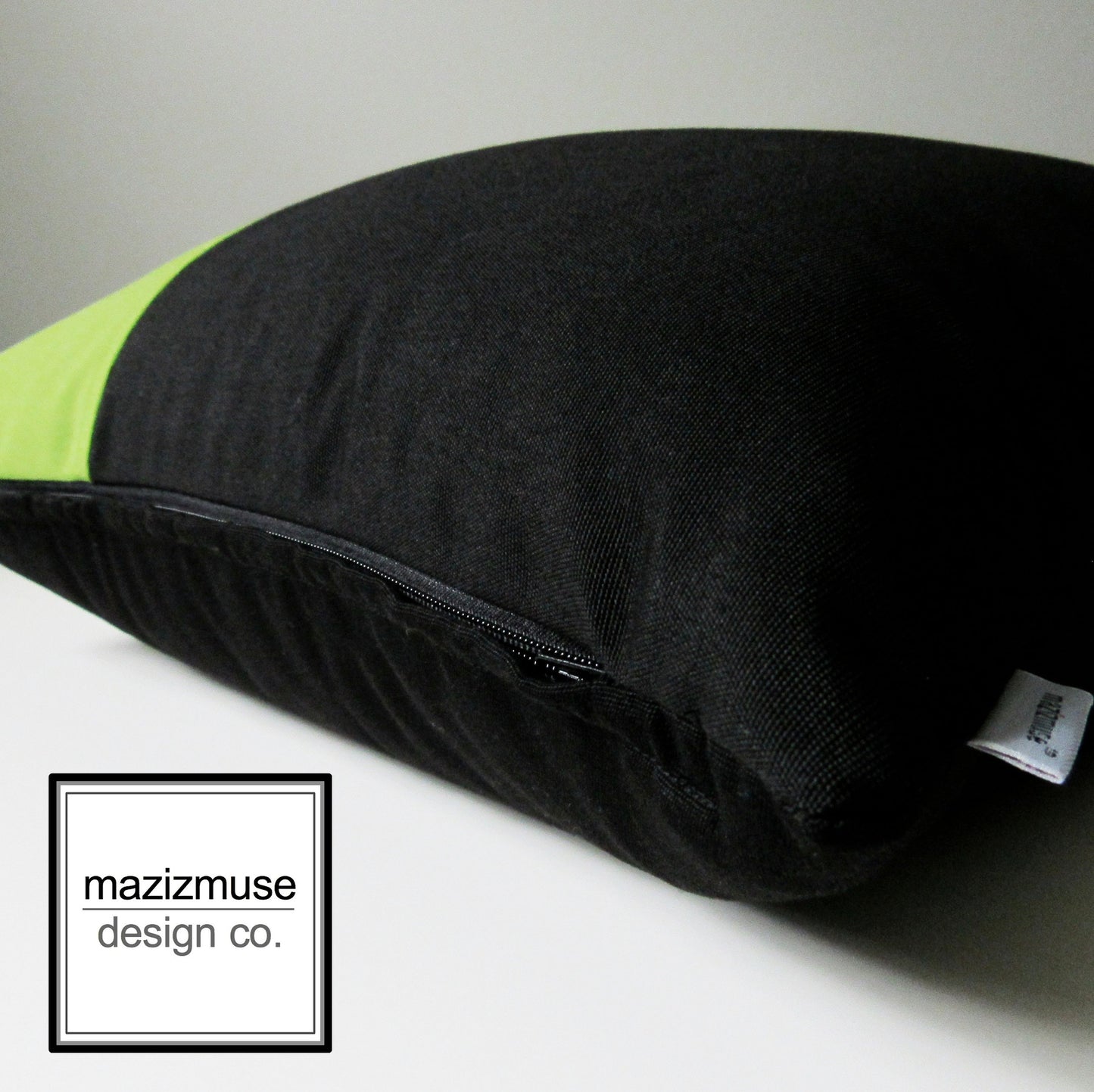Decorative Lime Green & Black Outdoor Cushion Cover, Modern Color Block Pillow Cover