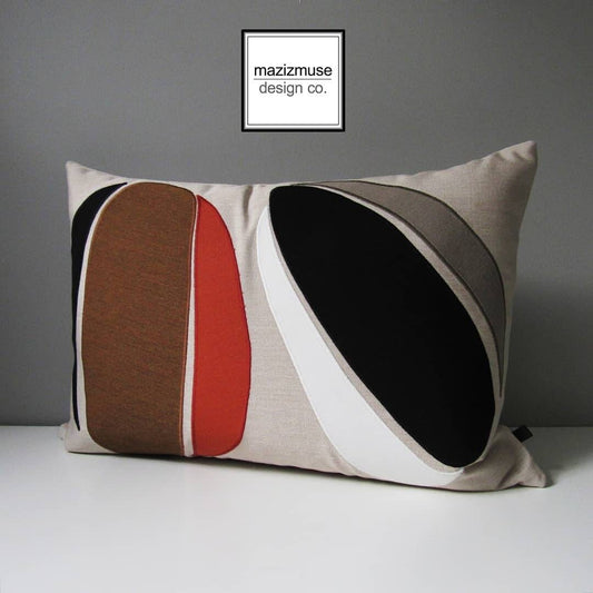 Decorative Abstract Pillow, Modern Burnt Orange Cushion, Sunbrella Outdoor Cushion