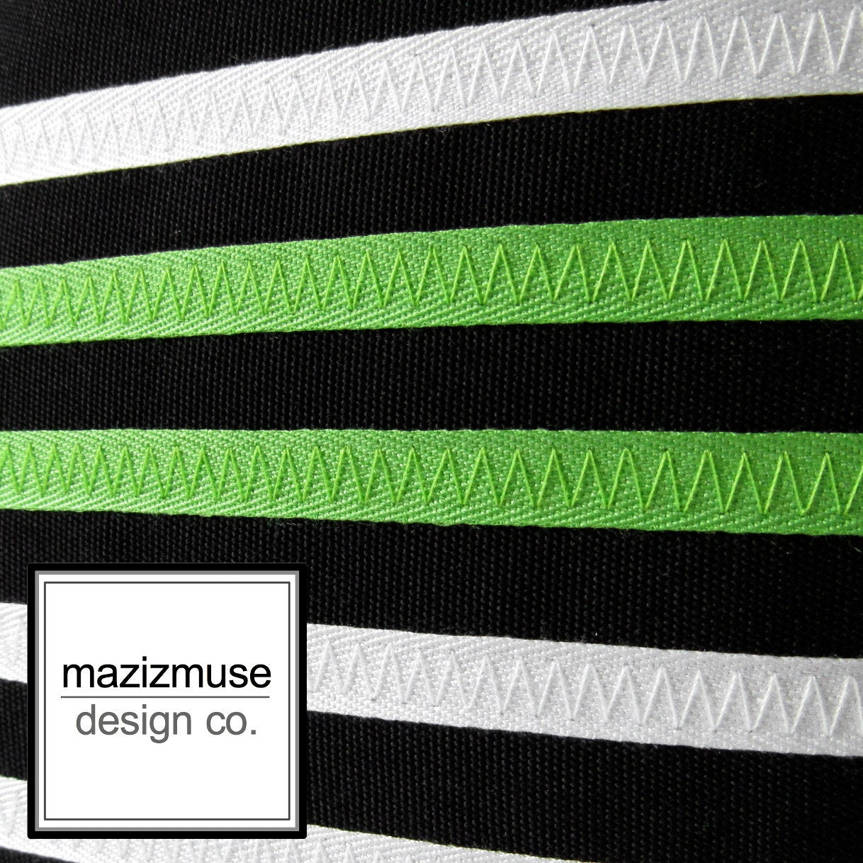 Decorative Black & Lime Green Cushion Cover, Modern Striped Sunbrella Pillow Cover