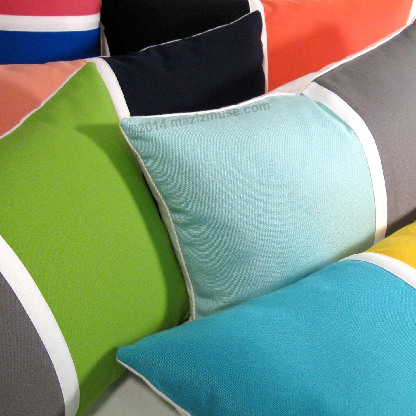 Modern Black & Granite Grey Outdoor Sunbrella Pillow Cover, Color Block Cushion