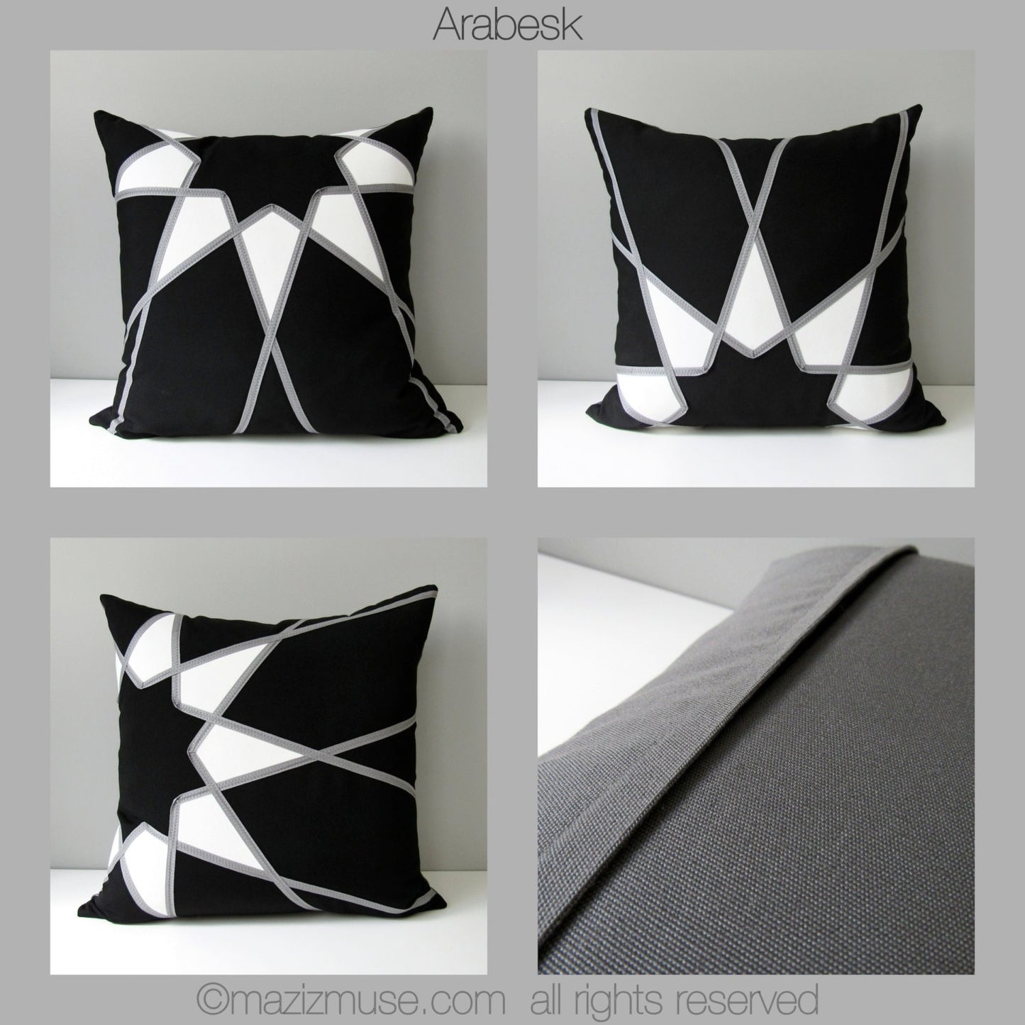 Decorative Royal Blue & Grey Outdoor Sunbrella Pillow Cover, Geometric Mandala