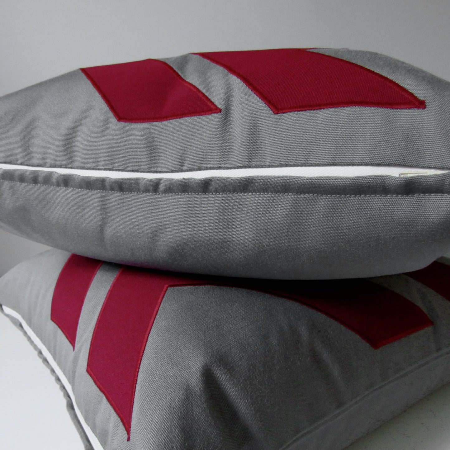 Modern Grey & Burgundy Sunbrella Outdoor Pillow Cover, Geometric Cushion Cover