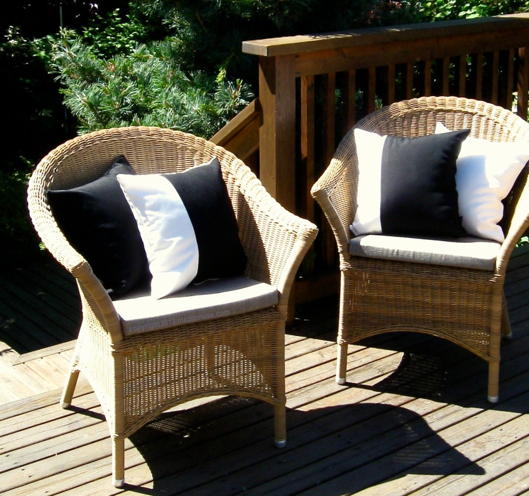 black white sunbrella outdoor pillow in color block design
