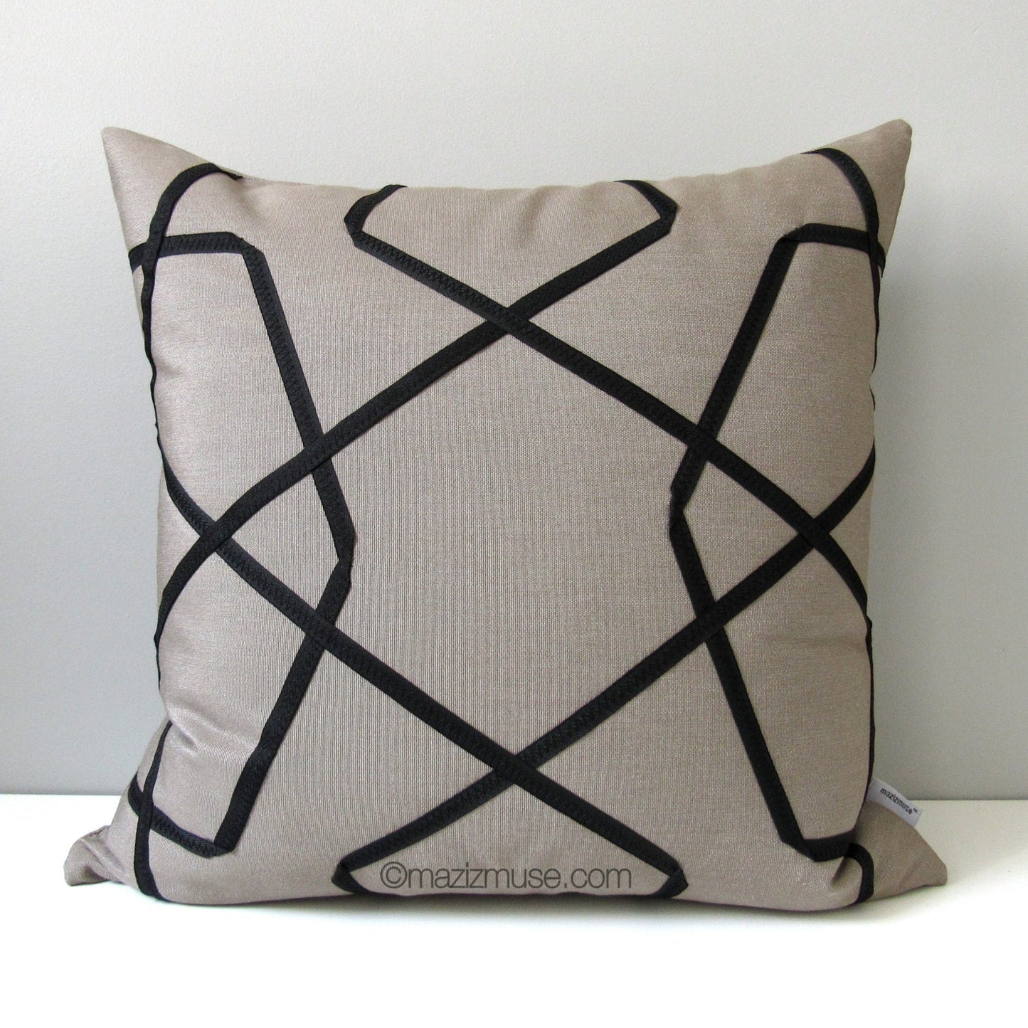 Black & Taupe Outdoor Sunbrella® Pillow Cover, Geometric Cushion Cover